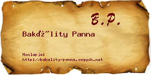 Bakálity Panna névjegykártya